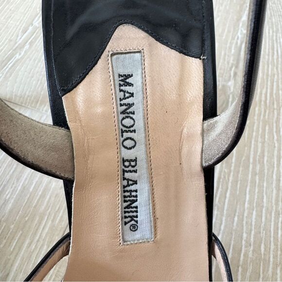 Manolo Blahnik Embellished Black Slingbacks Heels size 38.5 - Picture 7 of 9